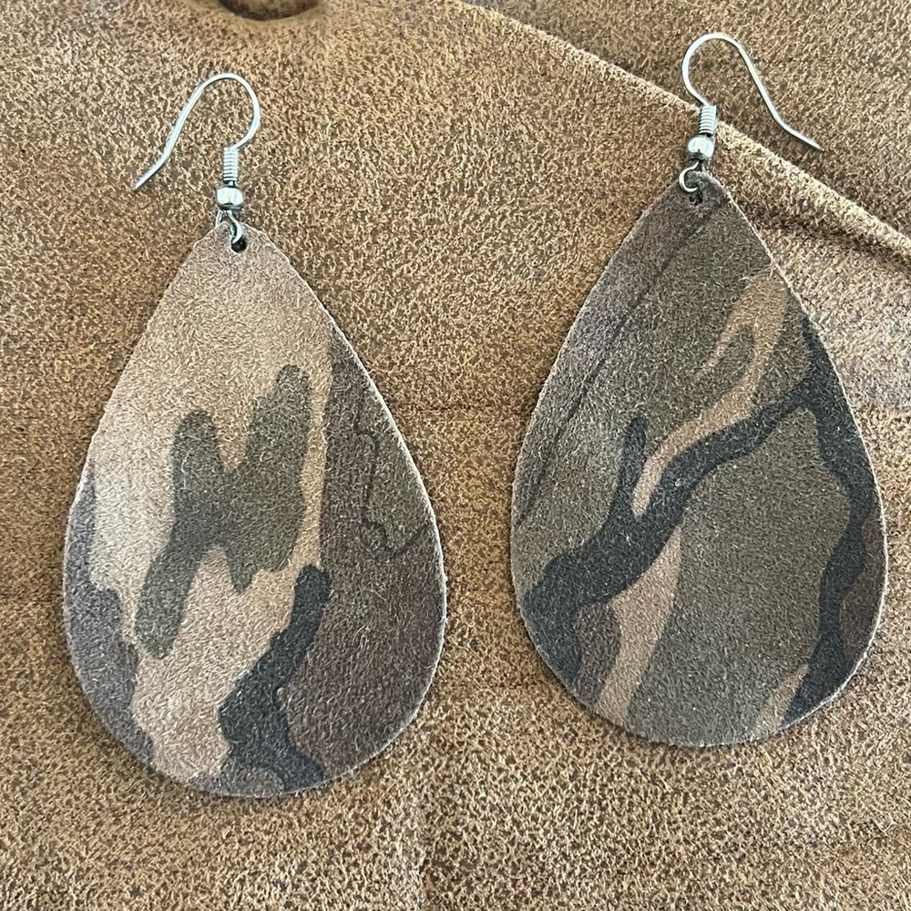 Camouflage Teardrop Earrings